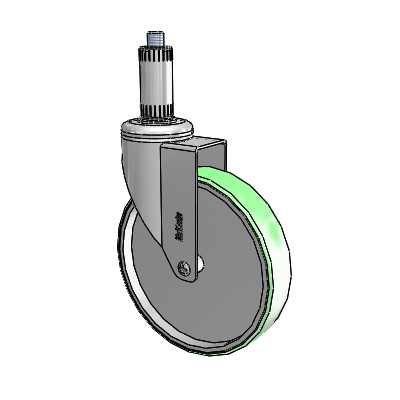 Chrome Hospital CH Expanding Adapter (Nylon) Swivel Caster with 6 x 1.25 Antimicrobial Rubber Wheel