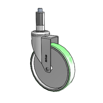 Chrome Hospital CH Expanding Adapter (Rubber) Swivel Caster with 6 x 1.25 Antimicrobial Rubber Wheel