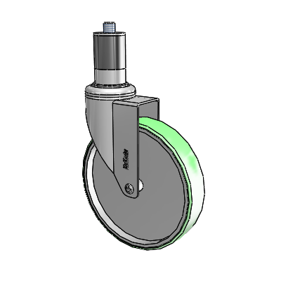 Chrome Hospital CH Expanding Adapter (Rubber) Swivel Caster with 6 x 1.25 Antimicrobial Rubber Wheel