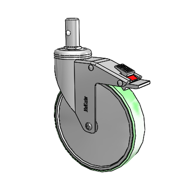 Chrome Hospital CH Round Stem Swivel Caster with 6 x 1.25 Antimicrobial Rubber Wheel and Total Lock Brake