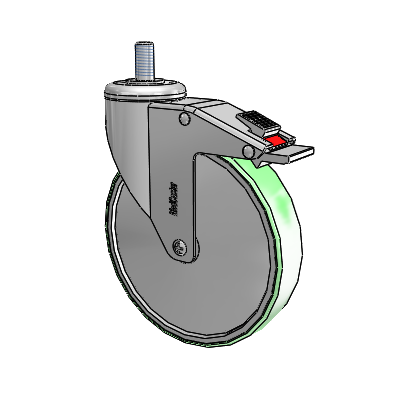 Chrome Hospital CH Threaded Stem Swivel Caster with 6 x 1.25 Antimicrobial Rubber Wheel and Total Lock Brake