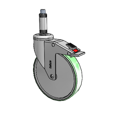 Chrome Hospital CH Expanding Adapter (Nylon) Swivel Caster with 6 x 1.25 Antimicrobial Rubber Wheel and Total Lock Brake