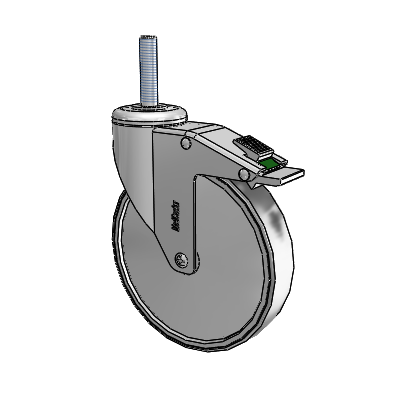 Chrome Hospital Antistatic Threaded Stem Swivel Caster with 6 x 1.25 Conductive Rubber Wheel and Directional Lock Brake