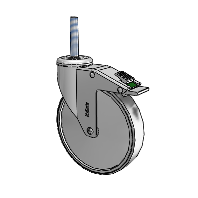 Chrome Hospital Antistatic Threaded Stem Swivel Caster with 6 x 1.25 Conductive Rubber Wheel and Directional Lock Brake