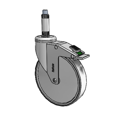 Chrome Hospital Antistatic Expanding Adapter (Nylon) Swivel Caster with 6 x 1.25 Conductive Rubber Wheel and Directional Lock Brake