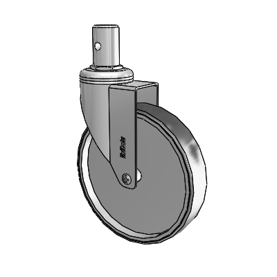Chrome Hospital Antistatic Round Stem Swivel Caster with 6 x 1.25 Conductive Rubber Wheel