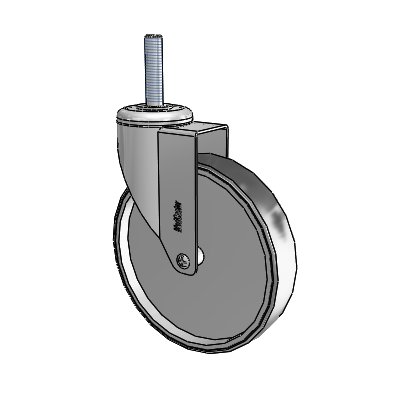 Chrome Hospital Antistatic Threaded Stem Swivel Caster with 6 x 1.25 Conductive Rubber Wheel