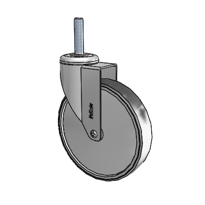 Chrome Hospital Antistatic Threaded Stem Swivel Caster with 6 x 1.25 Conductive Rubber Wheel