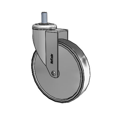 Chrome Hospital Antistatic Threaded Stem Swivel Caster with 6 x 1.25 Conductive Rubber Wheel