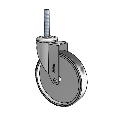 Chrome Hospital Antistatic Threaded Stem Swivel Caster with 6 x 1.25 Conductive Rubber Wheel