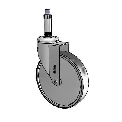 Chrome Hospital Antistatic Expanding Adapter (Nylon) Swivel Caster with 6 x 1.25 Conductive Rubber Wheel