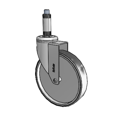 Chrome Hospital Antistatic Expanding Adapter (Nylon) Swivel Caster with 6 x 1.25 Conductive Rubber Wheel