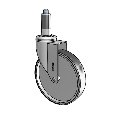 Chrome Hospital Antistatic Expanding Adapter (Rubber) Swivel Caster with 6 x 1.25 Conductive Rubber Wheel