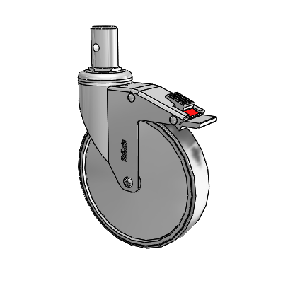 Chrome Hospital Antistatic Round Stem Swivel Caster with 6 x 1.25 Conductive Rubber Wheel and Total Lock Brake