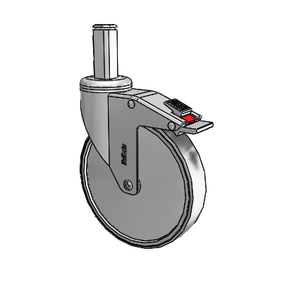 Chrome Hospital Antistatic Square Stem Swivel Caster with 6 x 1.25 Conductive Rubber Wheel and Total Lock Brake