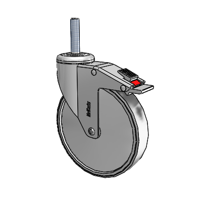 Chrome Hospital Antistatic Threaded Stem Swivel Caster with 6 x 1.25 Conductive Rubber Wheel and Total Lock Brake
