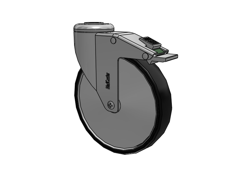 Chrome Hospital CH Hollow Kingpin Caster with 6 x 1.25 Polyurethane TPU Wheel and Directional Lock Brake