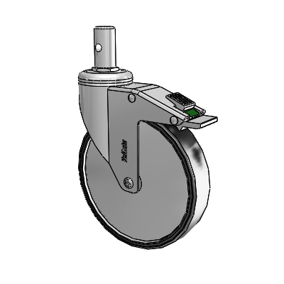 Chrome Hospital CH Round Stem Swivel Caster with 6 x 1.25 Polyurethane TPU Wheel and Directional Lock Brake