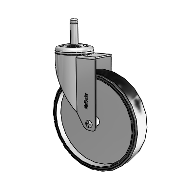 Chrome Hospital CH Grip Ring Stem Swivel Caster with 6 x 1.25 Polyurethane TPU Wheel