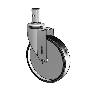 Chrome Hospital CH Round Stem Swivel Caster with 6 x 1.25 Polyurethane TPU Wheel