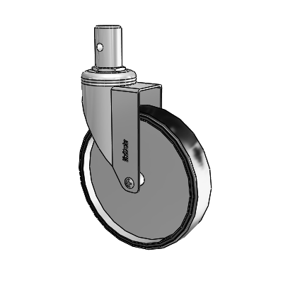 Chrome Hospital CH Round Stem Swivel Caster with 6 x 1.25 Polyurethane TPU Wheel