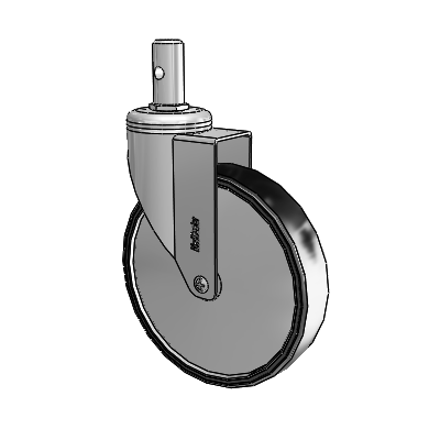 Chrome Hospital CH Round Stem Swivel Caster with 6 x 1.25 Polyurethane TPU Wheel