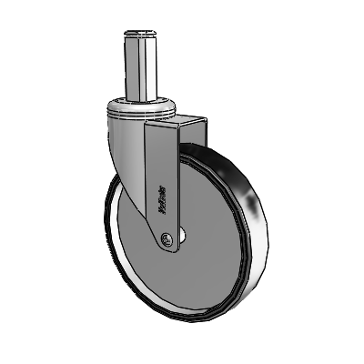 Roulette pivotante Chrome Hospital CH Square Stem avec 6 roues en polyuréthane (TPU) de 1,25
