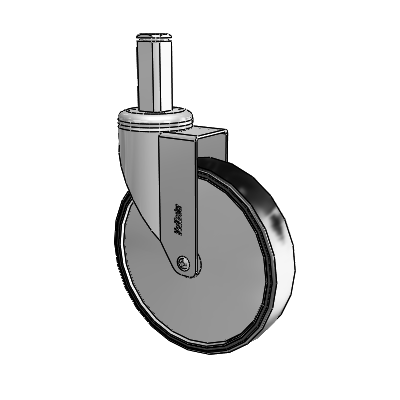Chrome Hospital CH Square Stem Swivel Caster with 6 x 1.25 Polyurethane TPU Wheel