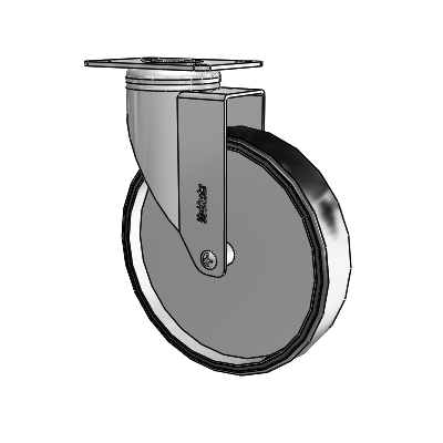 Chrome Hospital CH Top Plate Swivel Caster with 6 x 1.25 Polyurethane TPU Wheel