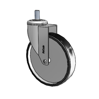 Chrome Hospital CH Threaded Stem Swivel Caster with 6 x 1.25 Polyurethane TPU Wheel