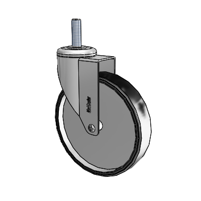 Chrome Hospital CH Threaded Stem Swivel Caster with 6 x 1.25 Polyurethane TPU Wheel