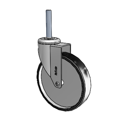 Chrome Hospital CH Threaded Stem Swivel Caster with 6 x 1.25 Polyurethane TPU Wheel