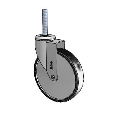 Chrome Hospital CH Threaded Stem Swivel Caster with 6 x 1.25 Polyurethane TPU Wheel