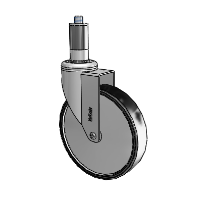 Chrome Hospital CH Expanding Adapter (Rubber) Swivel Caster with 6 x 1.25 Polyurethane TPU Wheel