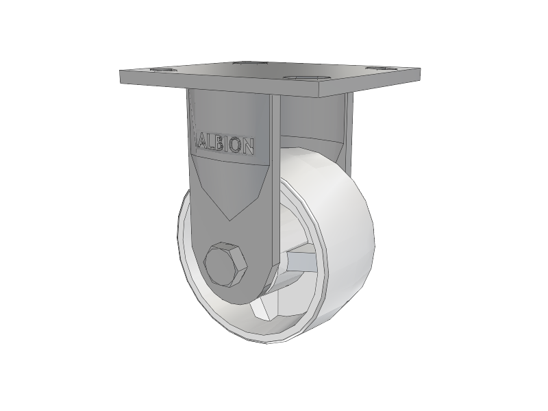 16 Series Top Plate Rigid Caster with 4 x 2 White Polypropylene RW - Polypropylene (Retort) Wheel
