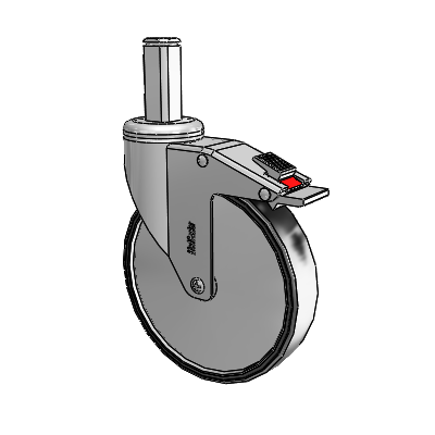 Chrome Hospital CH Square Stem Swivel Caster with 6 x 1.25 Polyurethane TPU Wheel and Total Lock Brake