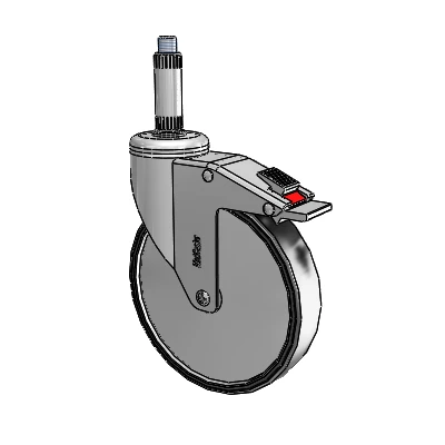 Chrome Hospital CH Expanding Adapter (Nylon) Swivel Caster with 6 x 1.25 Polyurethane TPU Wheel and Total Lock Brake
