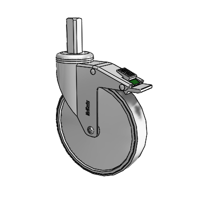 Chrome Hospital CH Square Stem Swivel Caster with 6 x 1.25 Thermoplastic Rubber Wheel and Directional Lock Brake
