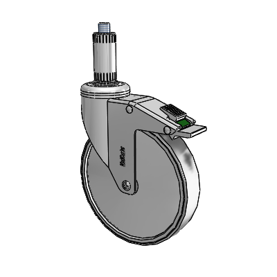 Chrome Hospital CH Expanding Adapter (Nylon) Swivel Caster with 6 x 1.25 Thermoplastic Rubber Wheel and Directional Lock Brake
