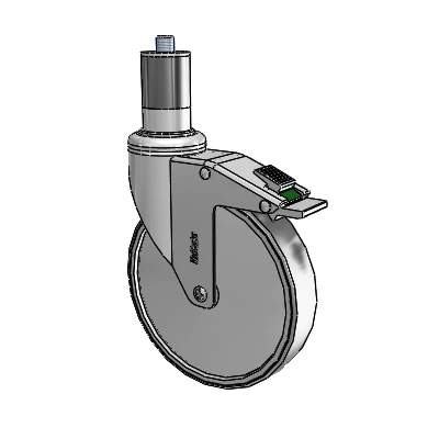 Chrome Hospital CH Expanding Adapter (Rubber) Swivel Caster with 6 x 1.25 Thermoplastic Rubber Wheel and Directional Lock Brake