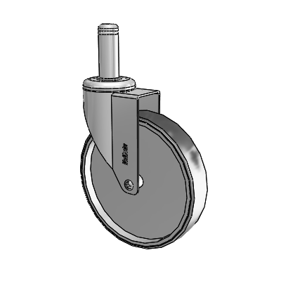 Chrome Hospital CH Grip Ring Stem Swivel Caster with 6 x 1.25 Thermoplastic Rubber Wheel