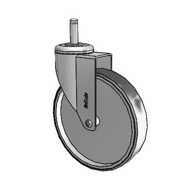 Chrome Hospital CH Grip Ring Stem Swivel Caster with 6 x 1.25 Thermoplastic Rubber Wheel