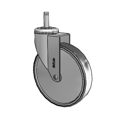 Chrome Hospital CH Grip Ring Stem Swivel Caster with 6 x 1.25 Thermoplastic Rubber Wheel