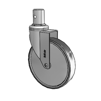 Chrome Hospital CH Round Stem Swivel Caster with 6 x 1.25 Thermoplastic Rubber Wheel