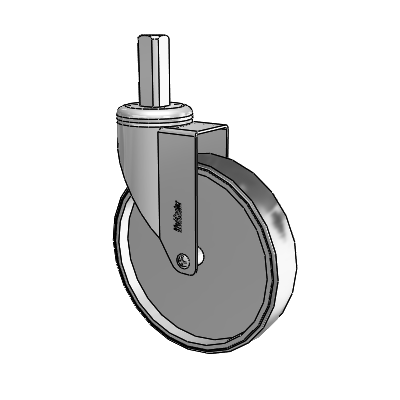 Chrome Hospital CH Square Stem Swivel Caster with 6 x 1.25 Thermoplastic Rubber Wheel