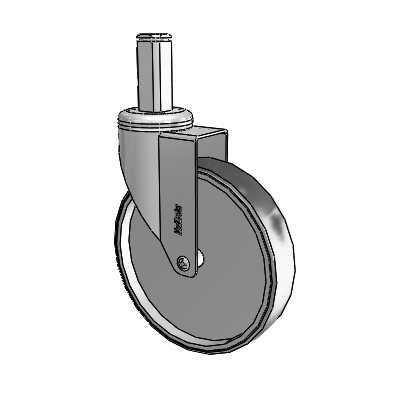 Chrome Hospital CH Square Stem Swivel Caster with 6 x 1.25 Thermoplastic Rubber Wheel