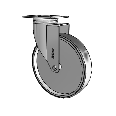 Chrome Hospital CH Top Plate Swivel Caster with 6 x 1.25 Thermoplastic Rubber Wheel