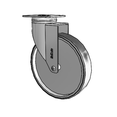 Chrome Hospital CH Top Plate Swivel Caster with 6 x 1.25 Thermoplastic Rubber Wheel