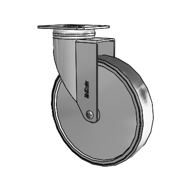 Chrome Hospital CH Top Plate Swivel Caster with 6 x 1.25 Thermoplastic Rubber Wheel
