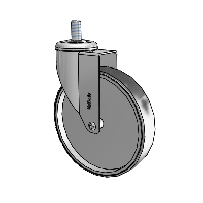 Chrome Hospital CH Threaded Stem Swivel Caster with 6 x 1.25 Thermoplastic Rubber Wheel